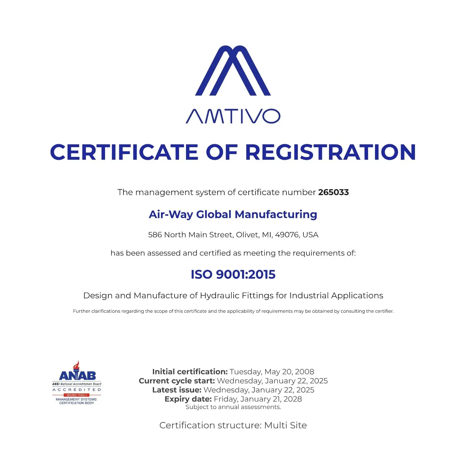 ISO Certified Global Manufacturer